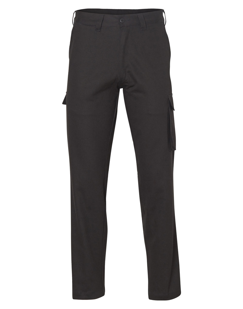 Men's Heavy Cotton Pre-Shrunk Drill Pants Stout Size - Black - Front
