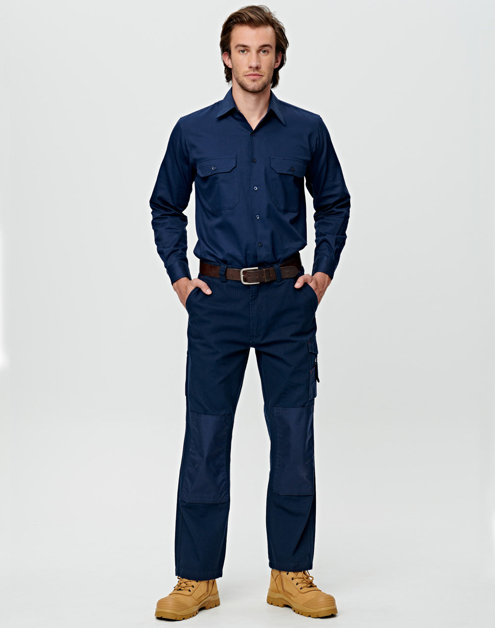 Cordura Durable Work Pants Regular Size - Navy - Model