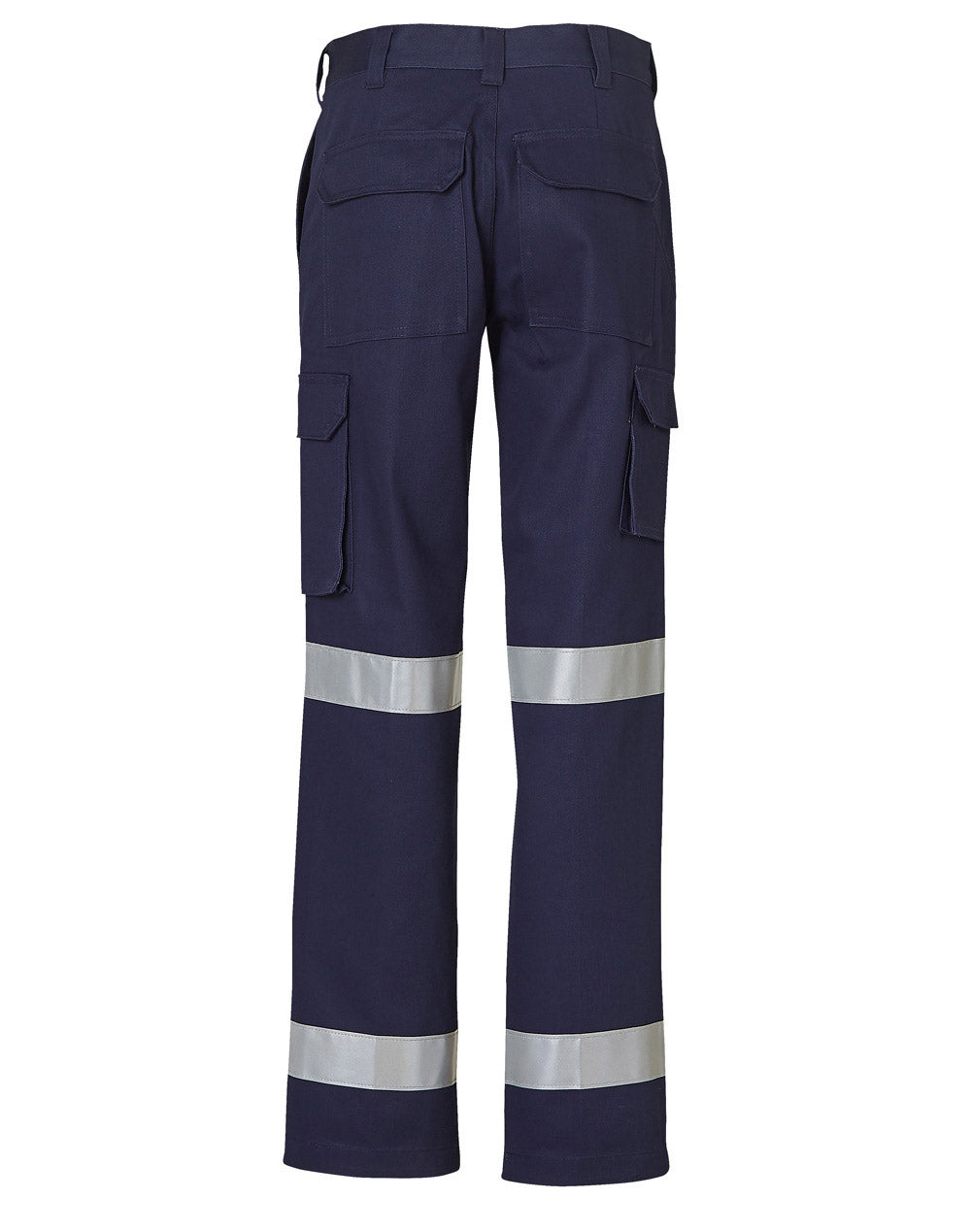 Ladies' Heavy Cotton Drill Cargo Pants With Biomotion 3M Tapes - Navy - Back