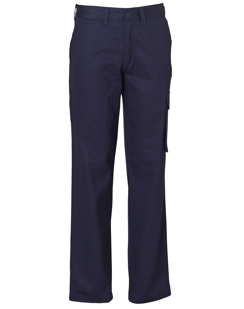Ladies' Heavy Cotton Drill Cargo Pants - Navy - Front
