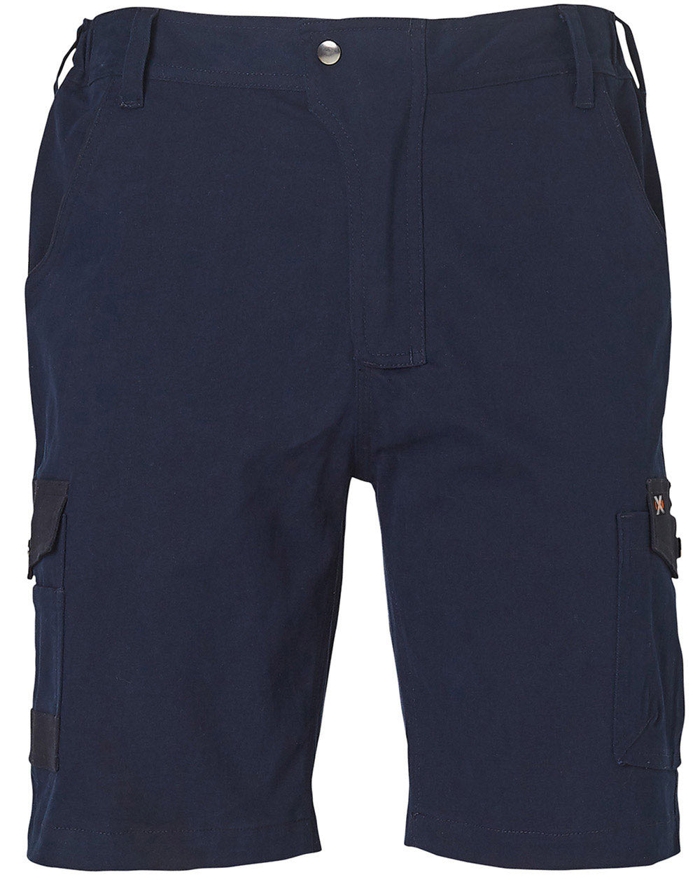 Mens Stretch Cargo Work Shorts With Design Panel Treatments - Navy - Front