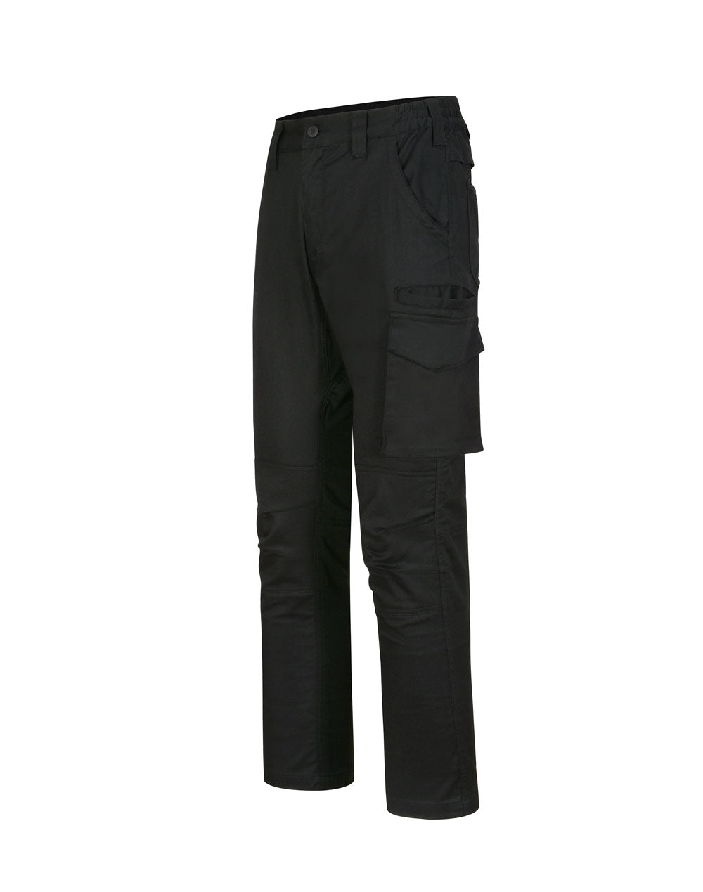 Unisex Cotton Stretch Rip-Stop Work Pants - Black - Front