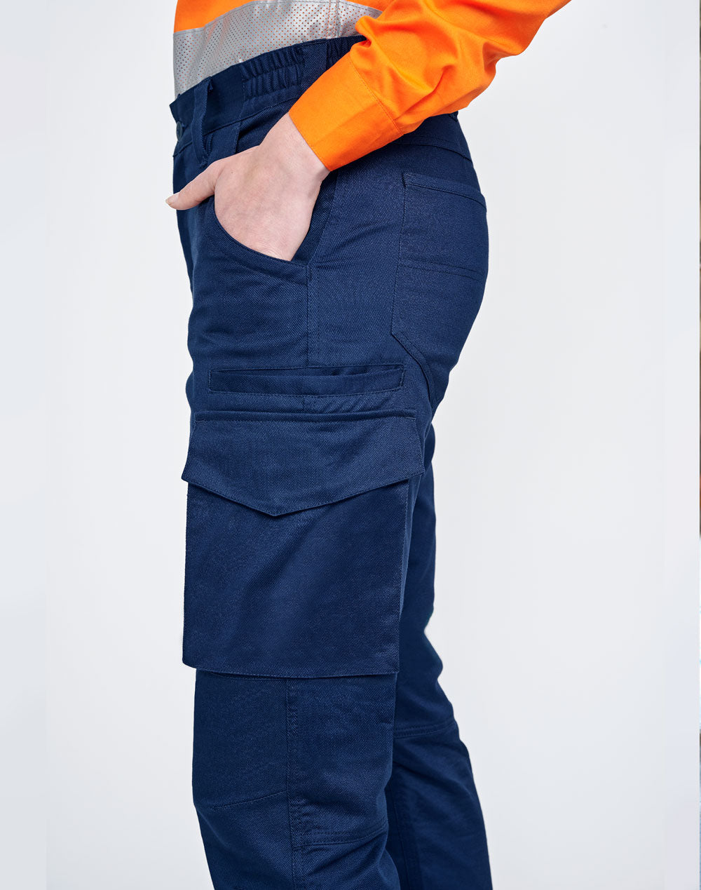 Unisex Cotton Stretch Rip-Stop Work Pants - Navy - View