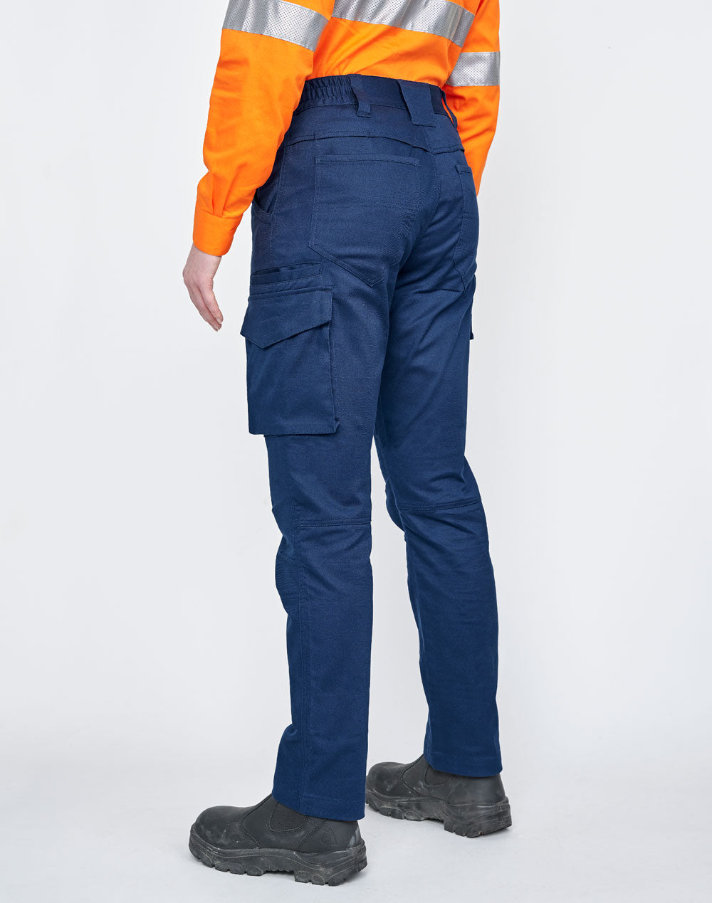 Unisex Cotton Stretch Rip-Stop Work Pants - Navy - Back