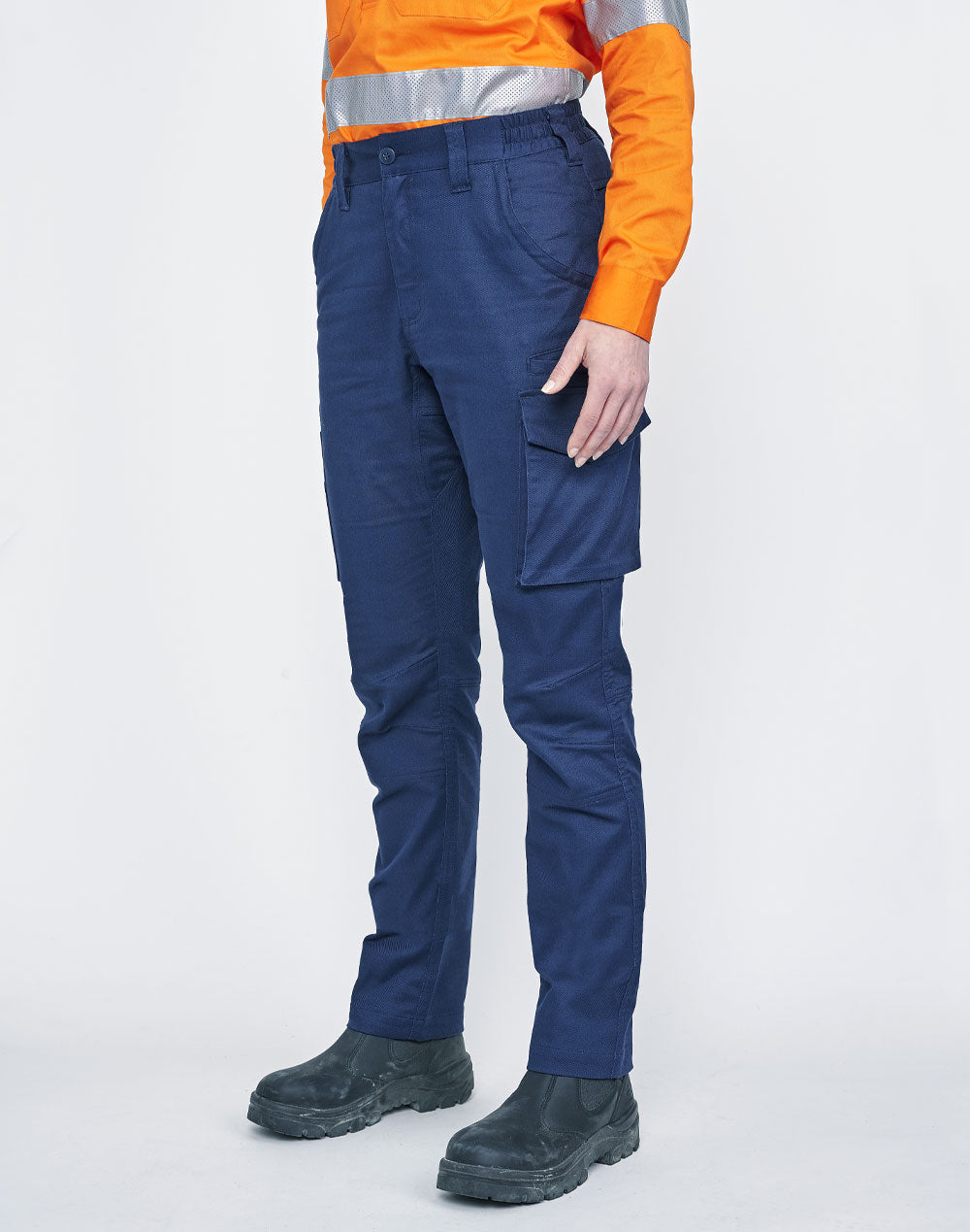 Unisex Cotton Stretch Rip-Stop Work Pants - Navy - View