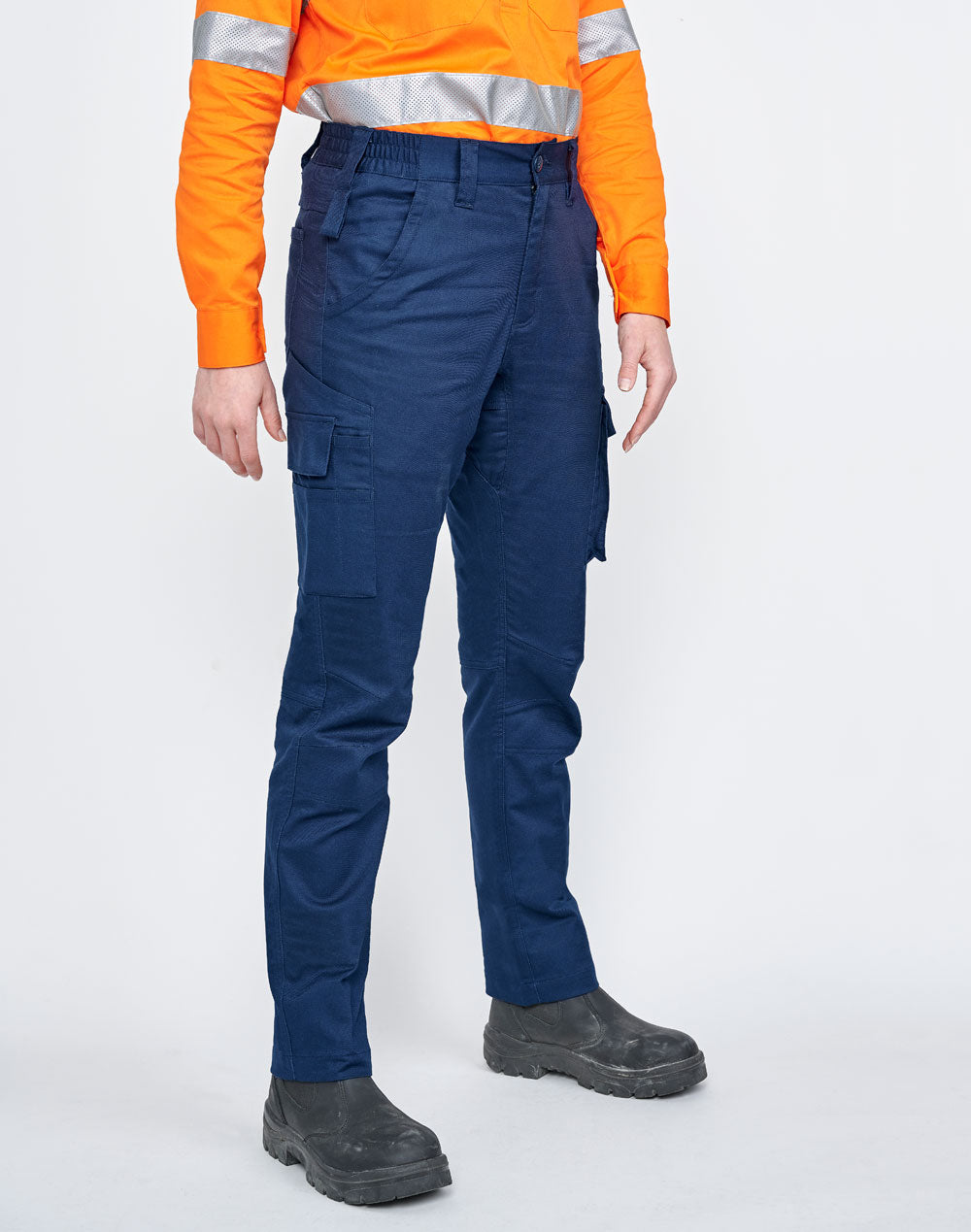 Unisex Cotton Stretch Rip-Stop Work Pants - Navy - View
