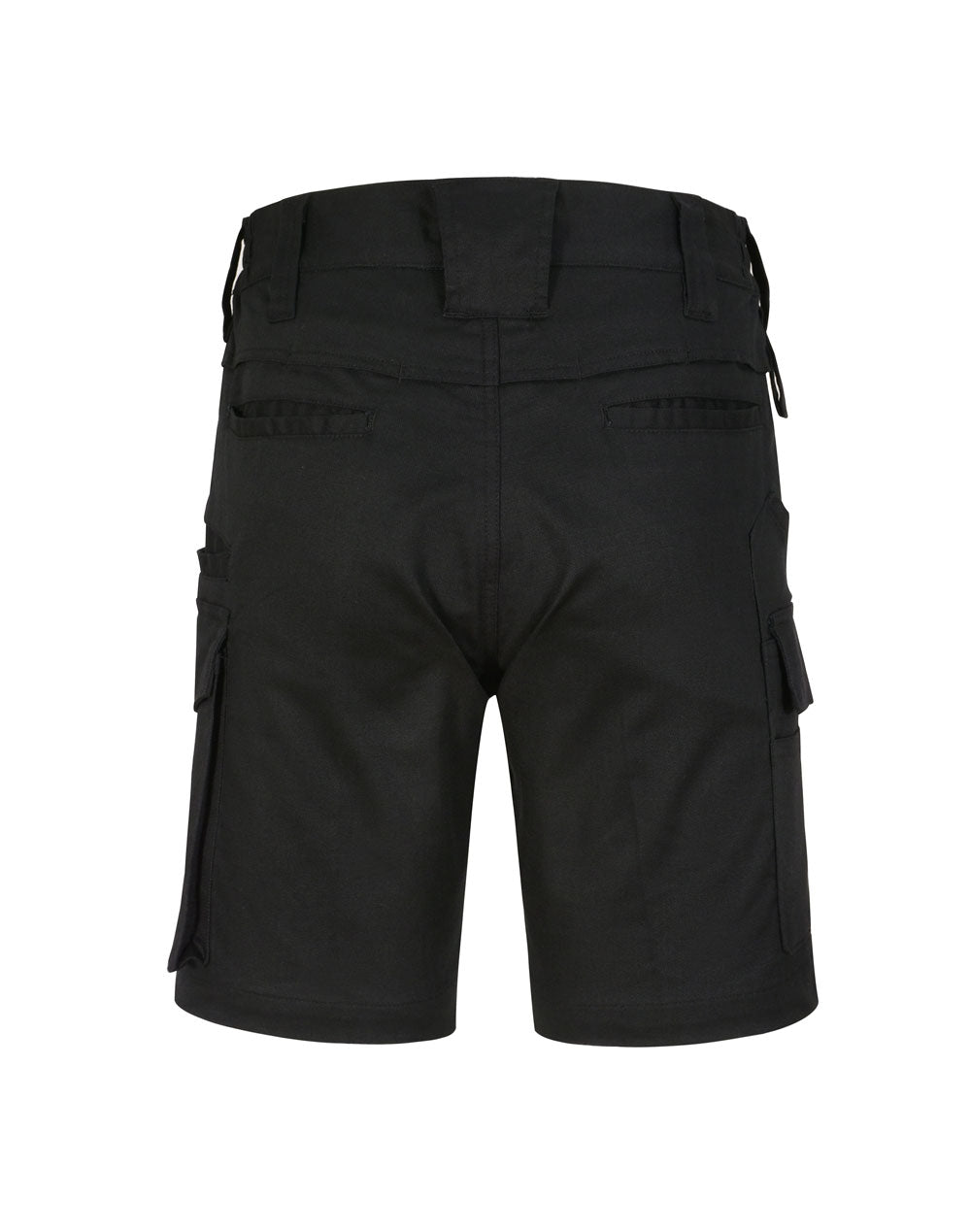 Unisex Cotton Stretch Rip-Stop Work Shorts - Black - Back