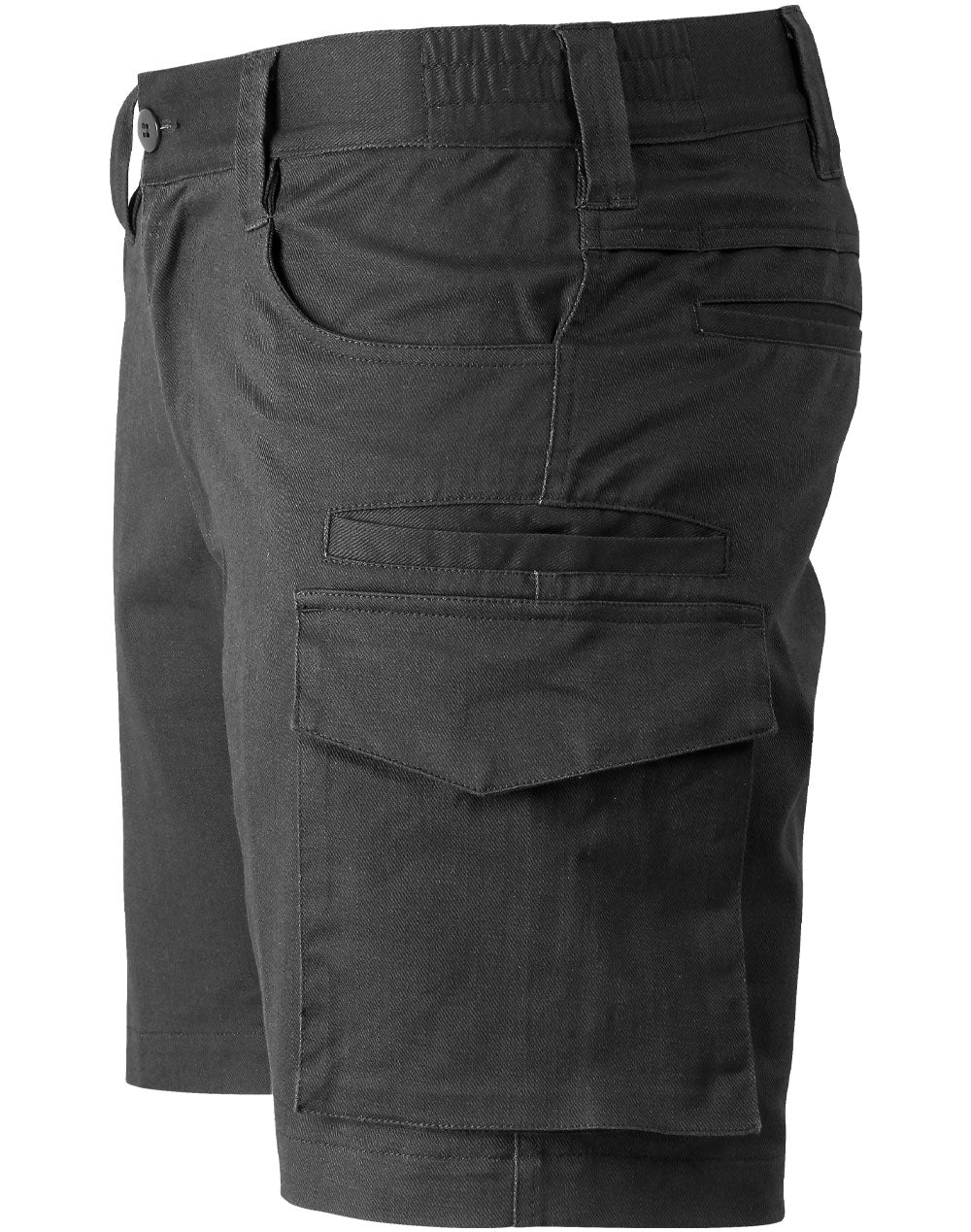 Unisex Cotton Stretch Rip-Stop Work Shorts - Black - View