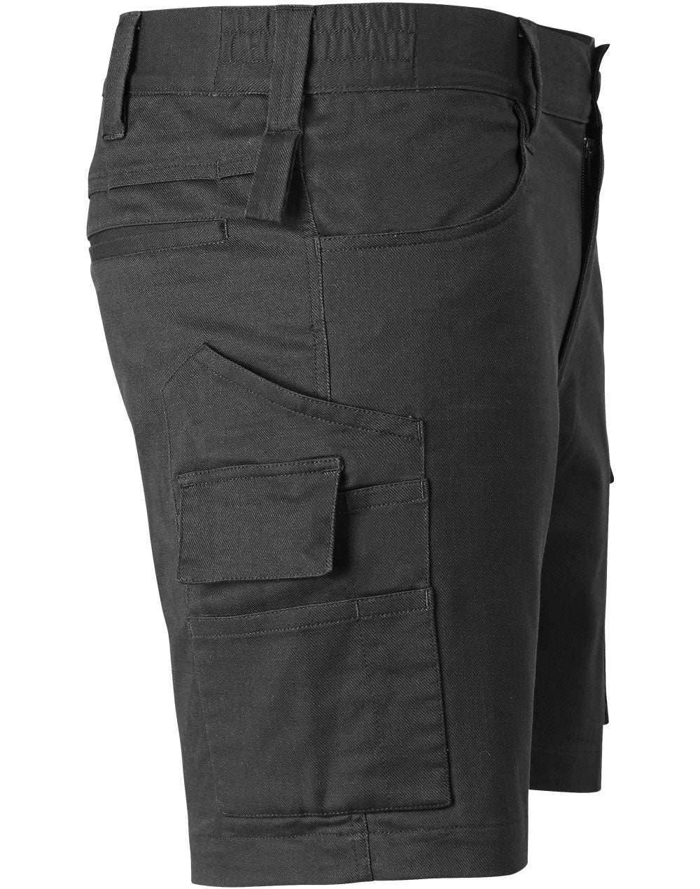 Unisex Cotton Stretch Rip-Stop Work Shorts - Black - View