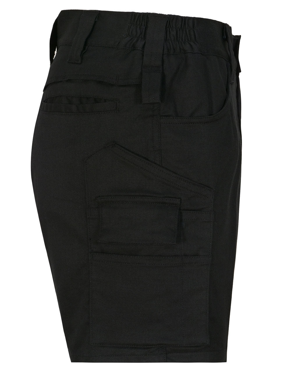 Unisex Cotton Stretch Rip-Stop Work Shorts - Black - View