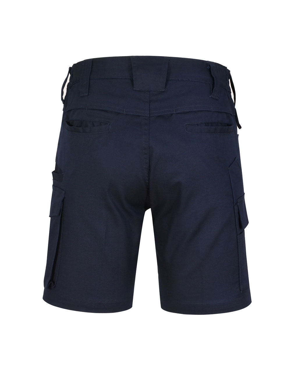 Unisex Cotton Stretch Rip-Stop Work Shorts - Navy - Back