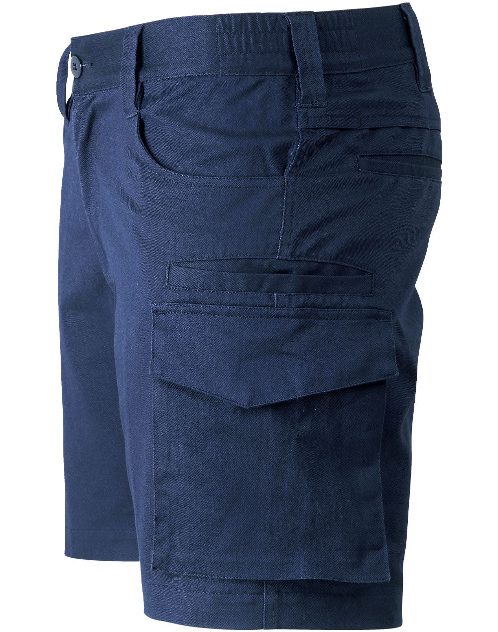 Unisex Cotton Stretch Rip-Stop Work Shorts - Navy - View