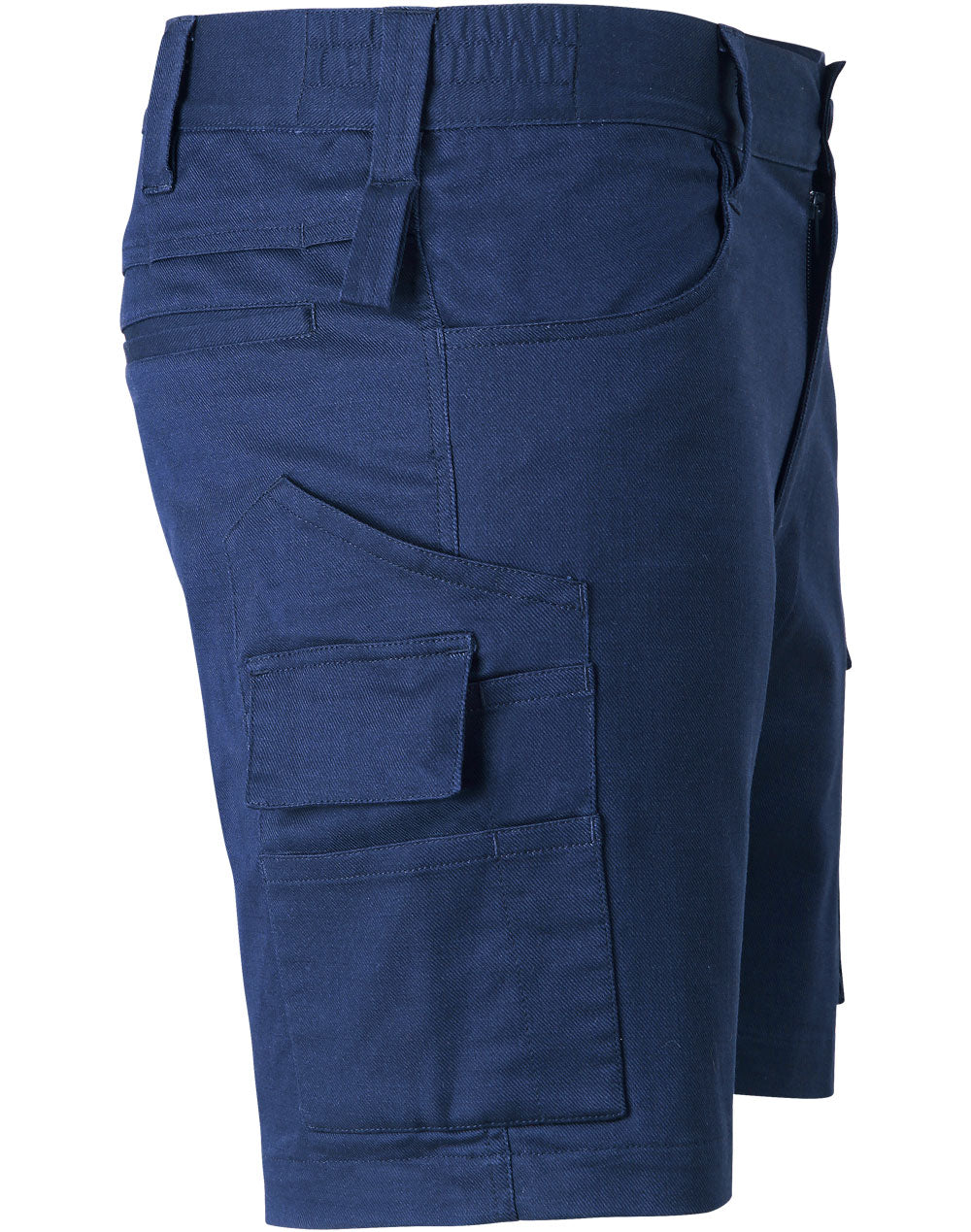 Unisex Cotton Stretch Rip-Stop Work Shorts - Navy - View