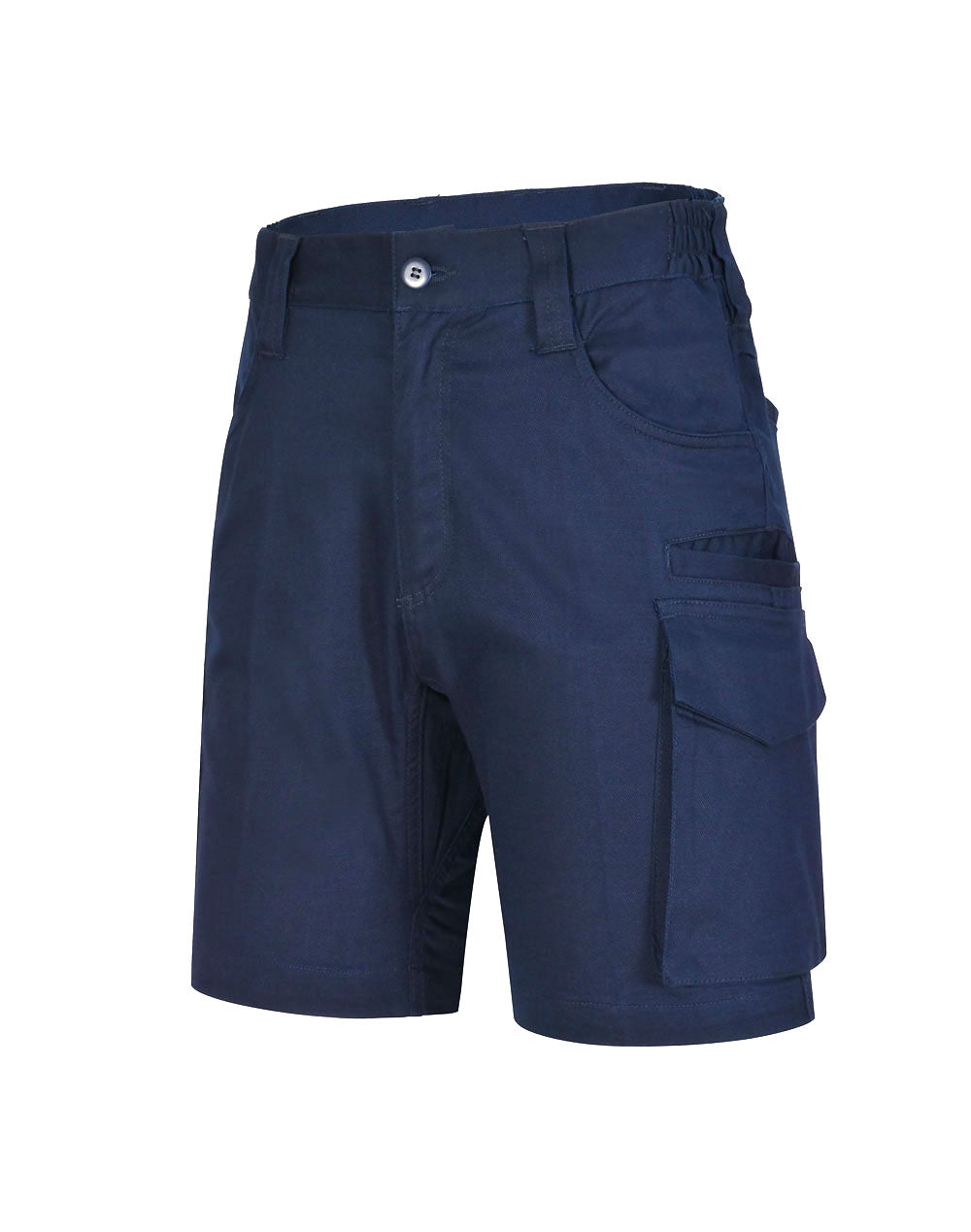 Unisex Cotton Stretch Rip-Stop Work Shorts - Navy - Front