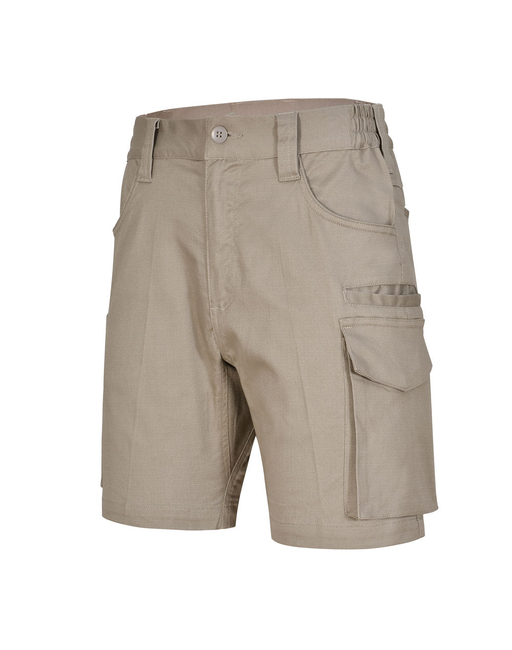 Unisex Cotton Stretch Rip-Stop Work Shorts - Sand - Front