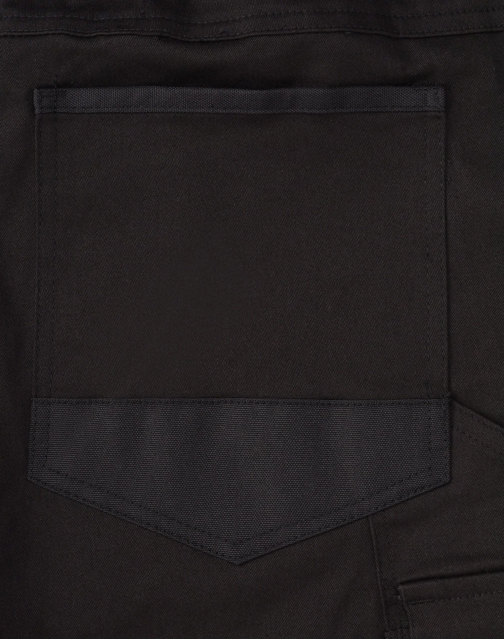 Unisex Cotton Stretch Drill Cuffed Work Pants - Black - Back