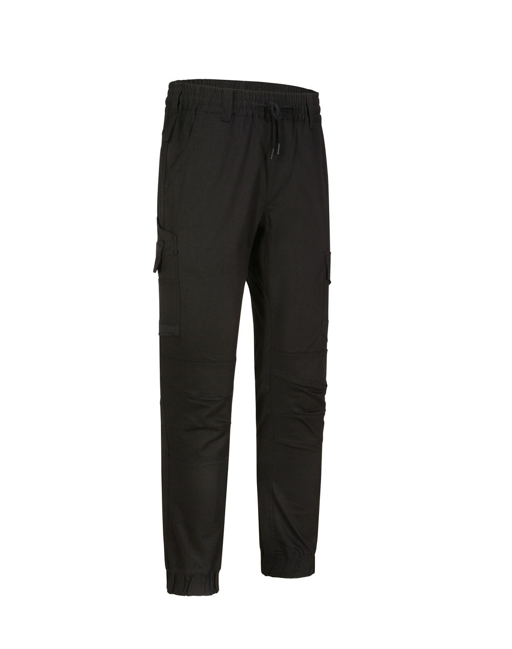 Unisex Cotton Stretch Drill Cuffed Work Pants - Black - View