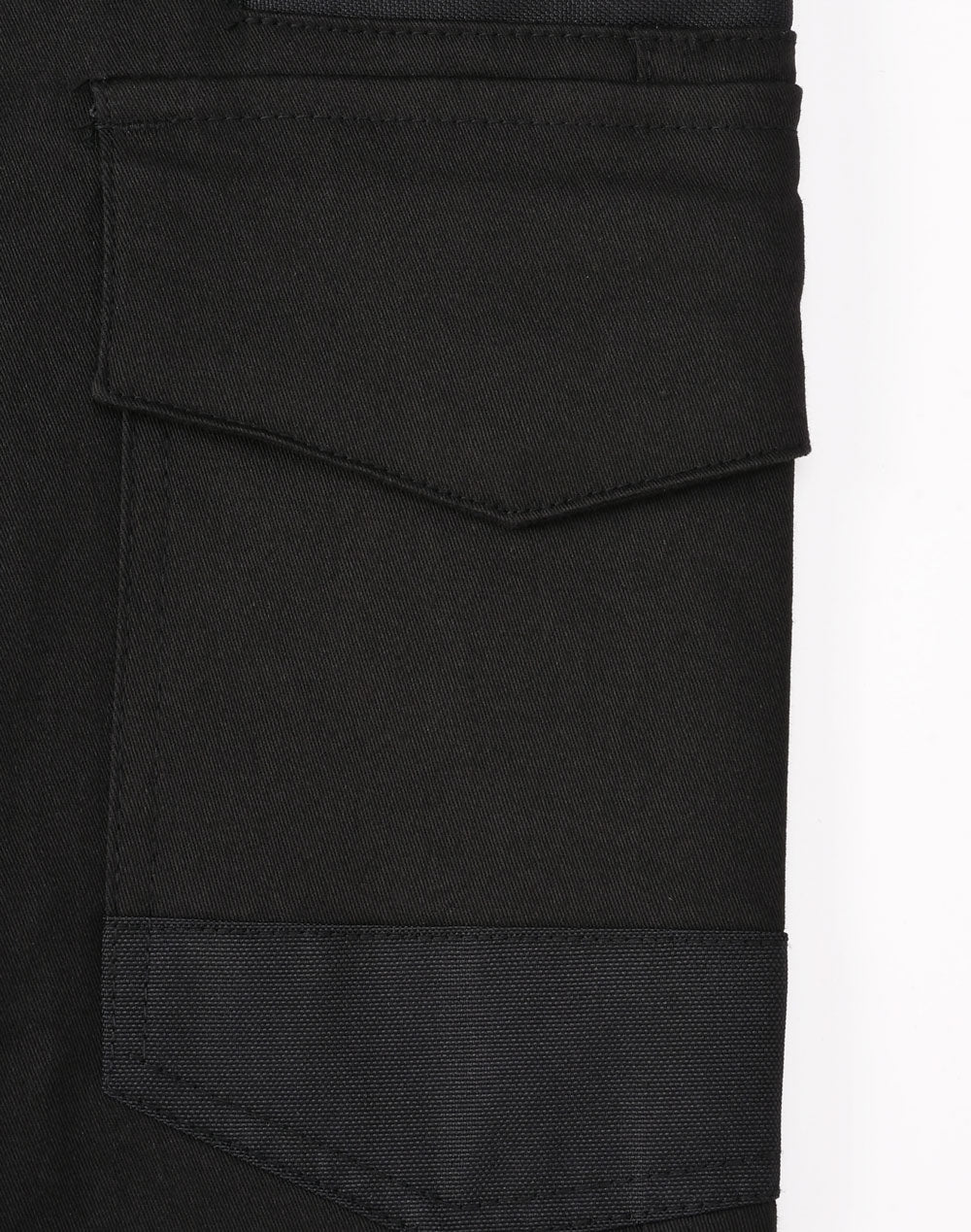 Unisex Cotton Stretch Drill Cuffed Work Pants - Black - View