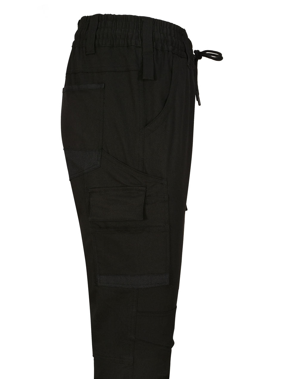 Unisex Cotton Stretch Drill Cuffed Work Pants - Black - View