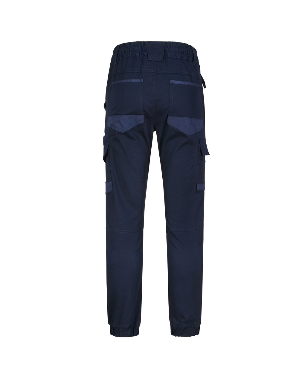 Unisex Cotton Stretch Drill Cuffed Work Pants - Navy - Back
