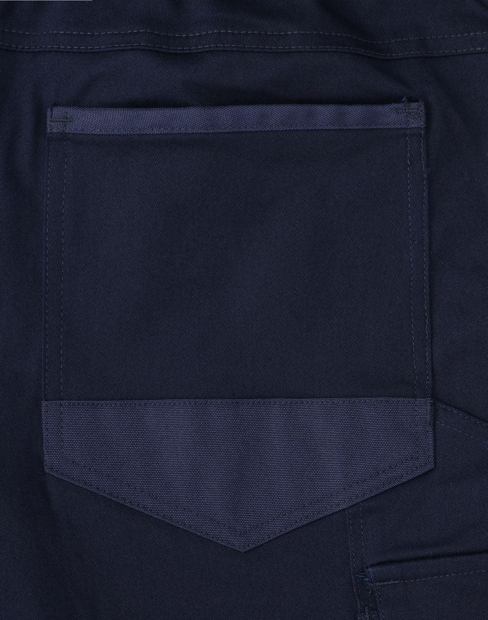 Unisex Cotton Stretch Drill Cuffed Work Pants - Navy - Back