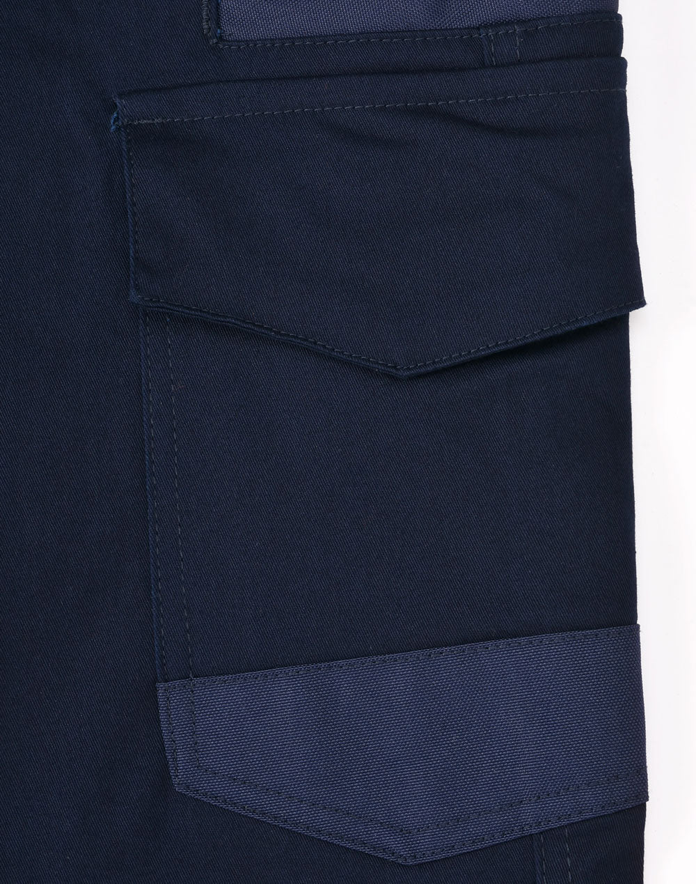 Unisex Cotton Stretch Drill Cuffed Work Pants - Navy - View