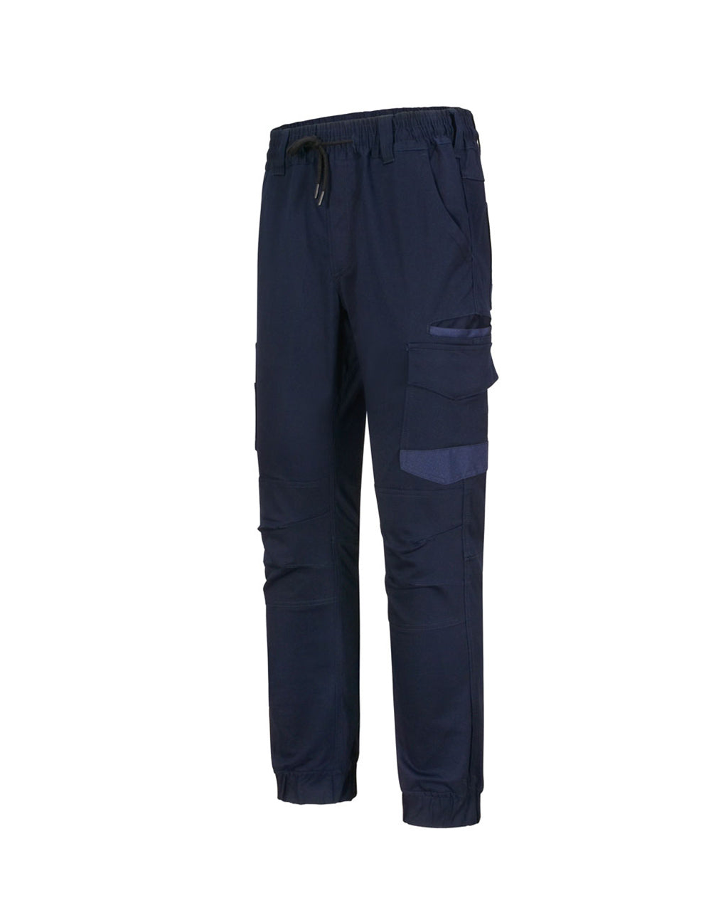 Unisex Cotton Stretch Drill Cuffed Work Pants - Navy - Front