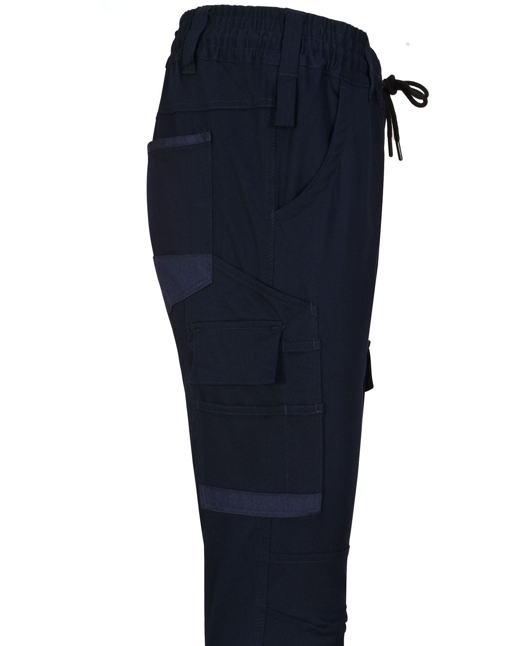 Unisex Cotton Stretch Drill Cuffed Work Pants - Navy - View