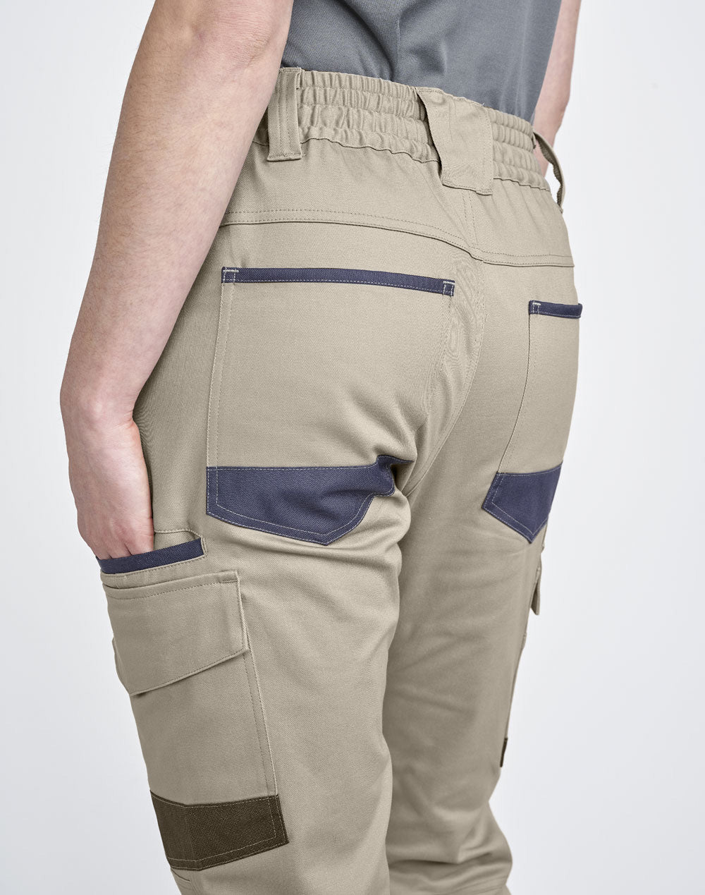 Unisex Cotton Stretch Drill Cuffed Work Pants - Back
