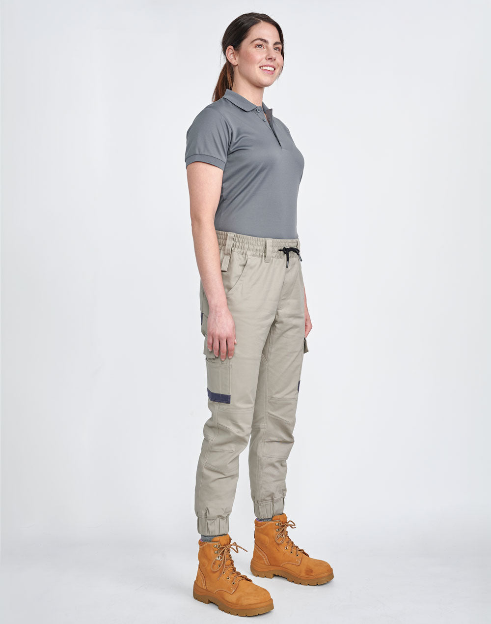 Unisex Cotton Stretch Drill Cuffed Work Pants - view