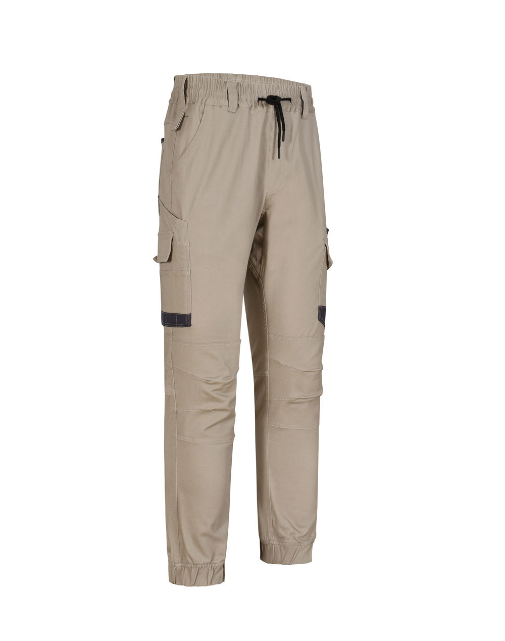 Unisex Cotton Stretch Drill Cuffed Work Pants - Sand - View