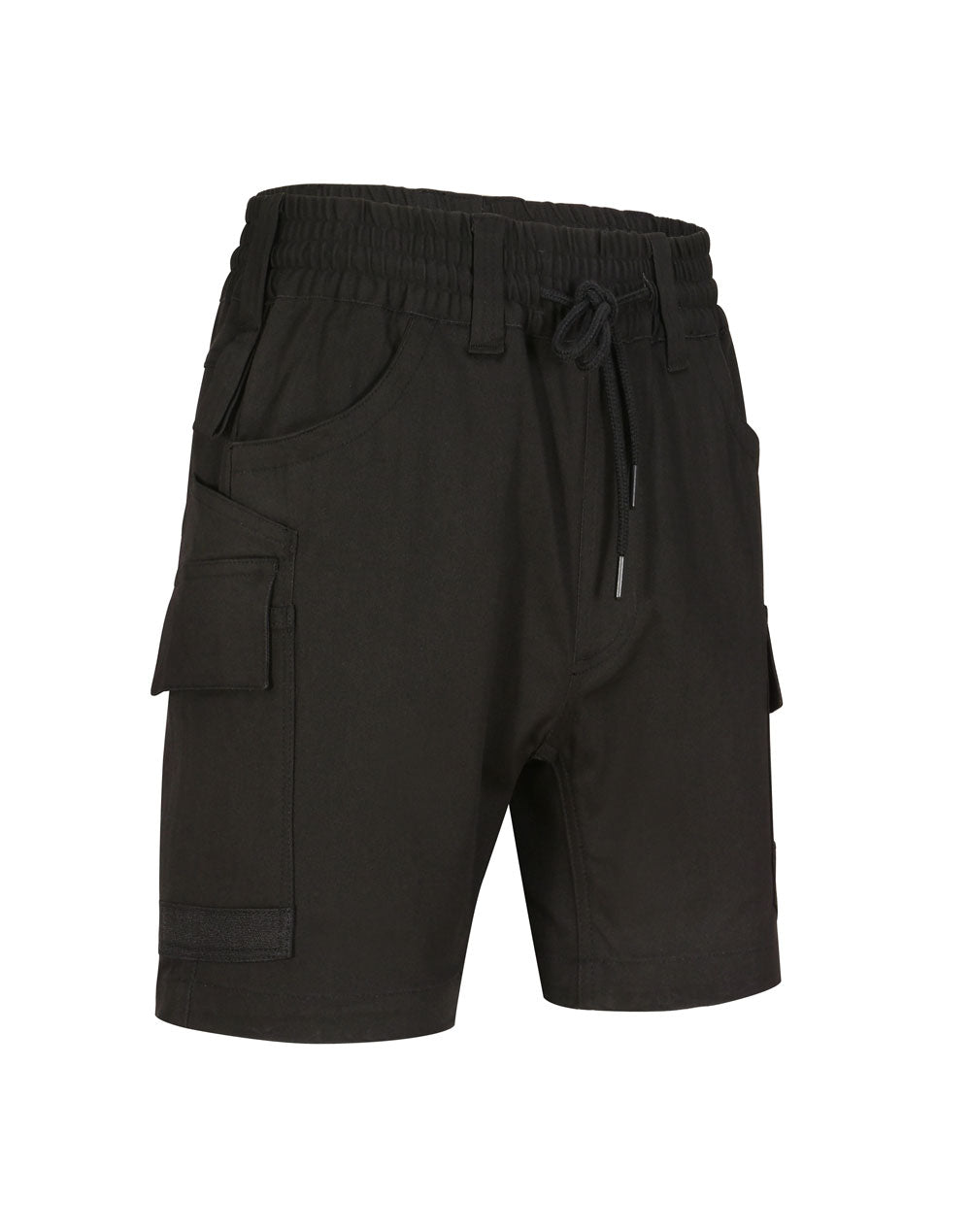 Unisex Cotton Stretch Drill Cuffed Work Shorts - Black - View