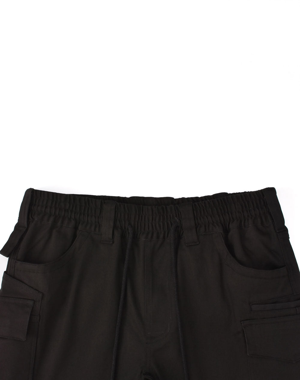 Unisex Cotton Stretch Drill Cuffed Work Shorts - Black - View