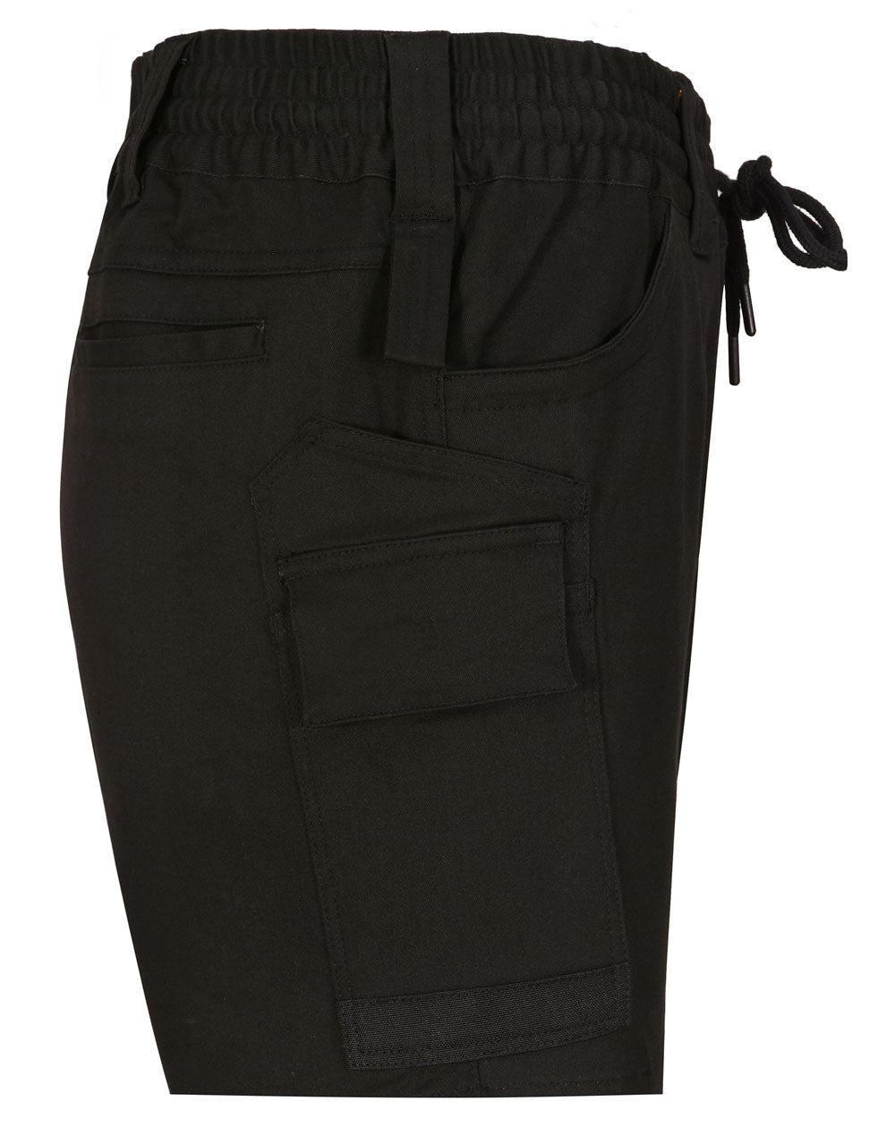 Unisex Cotton Stretch Drill Cuffed Work Shorts - Black - View