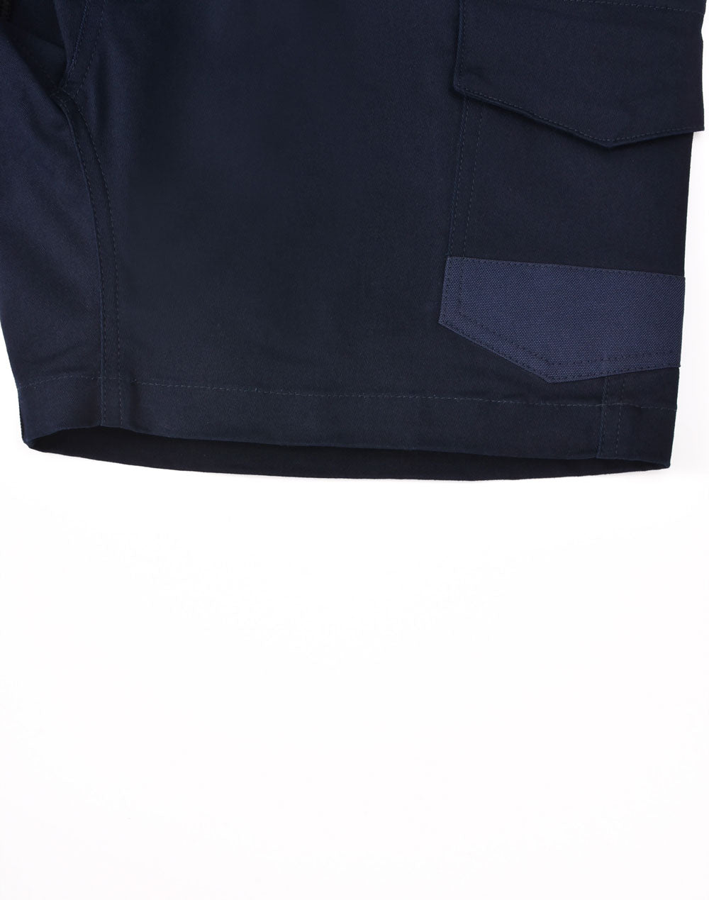 Unisex Cotton Stretch Drill Cuffed Work Shorts - Navy - View