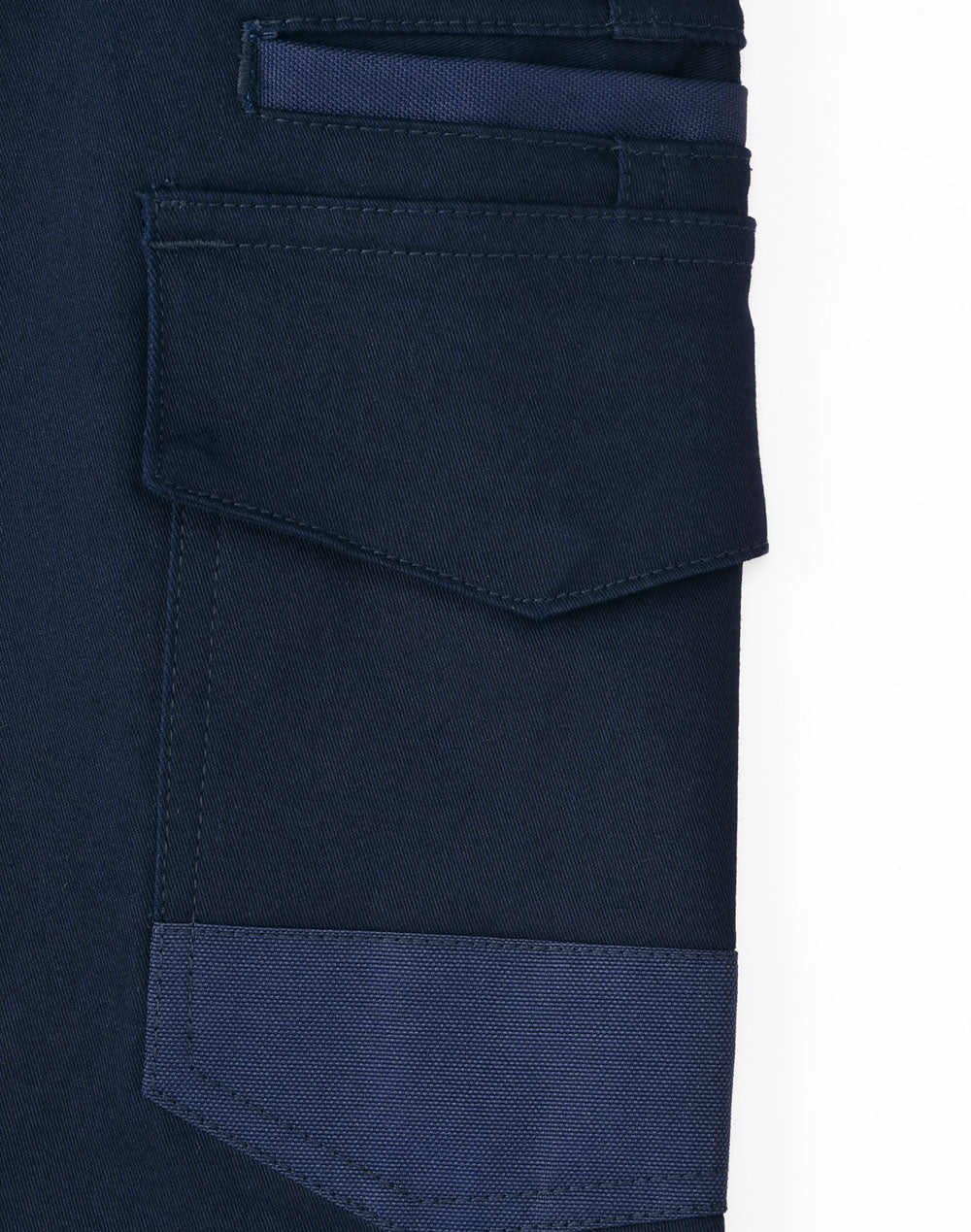 Unisex Cotton Stretch Drill Cuffed Work Shorts - Navy - View