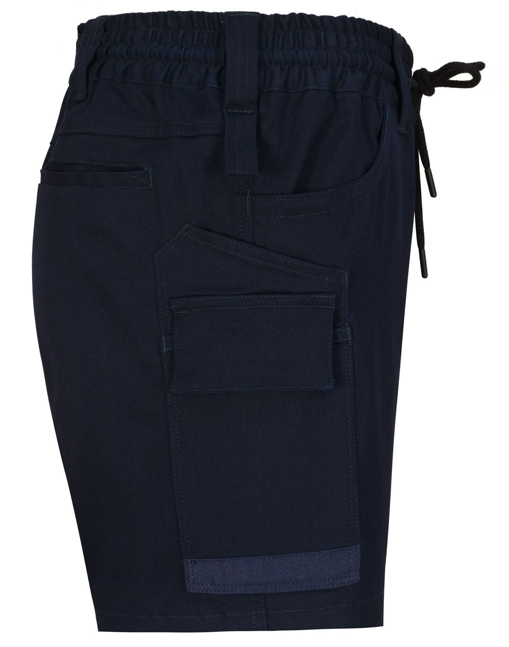 Unisex Cotton Stretch Drill Cuffed Work Shorts - Navy - View