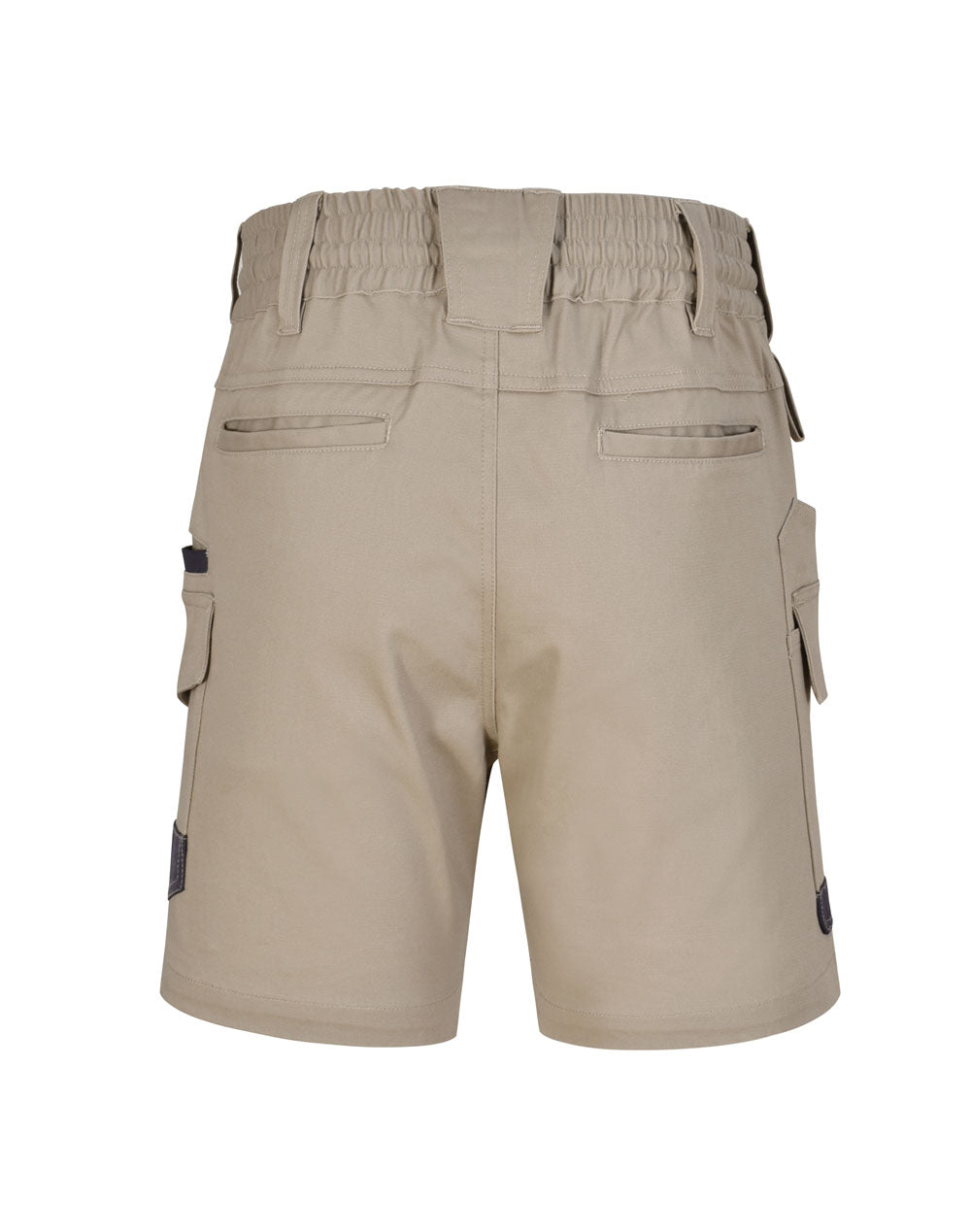 Unisex Cotton Stretch Drill Cuffed Work Shorts - Sand - Back