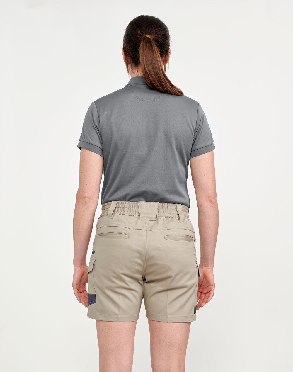 Unisex Cotton Stretch Drill Cuffed Work Shorts - Back