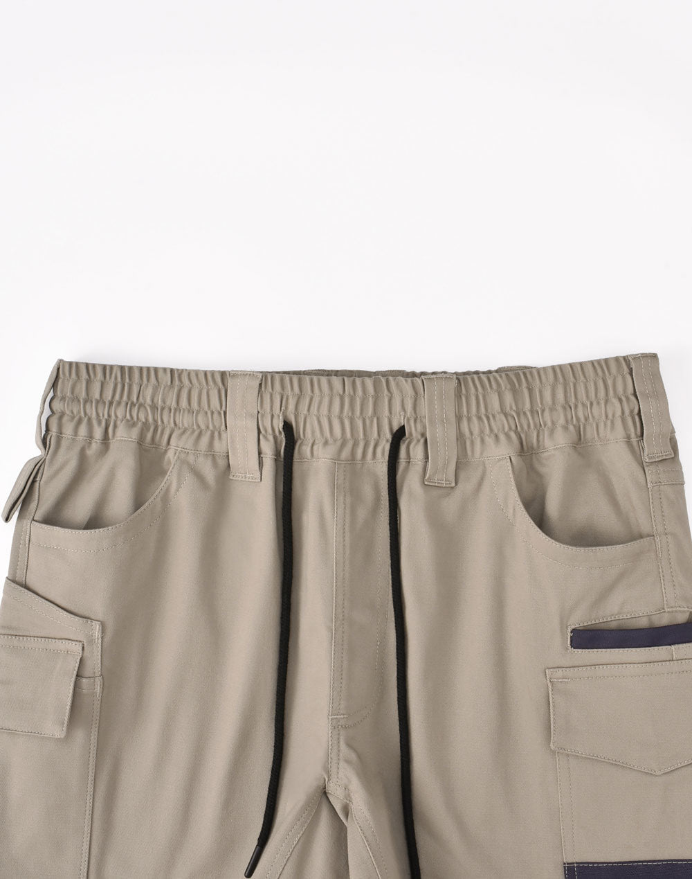 Unisex Cotton Stretch Drill Cuffed Work Shorts - Sand - View