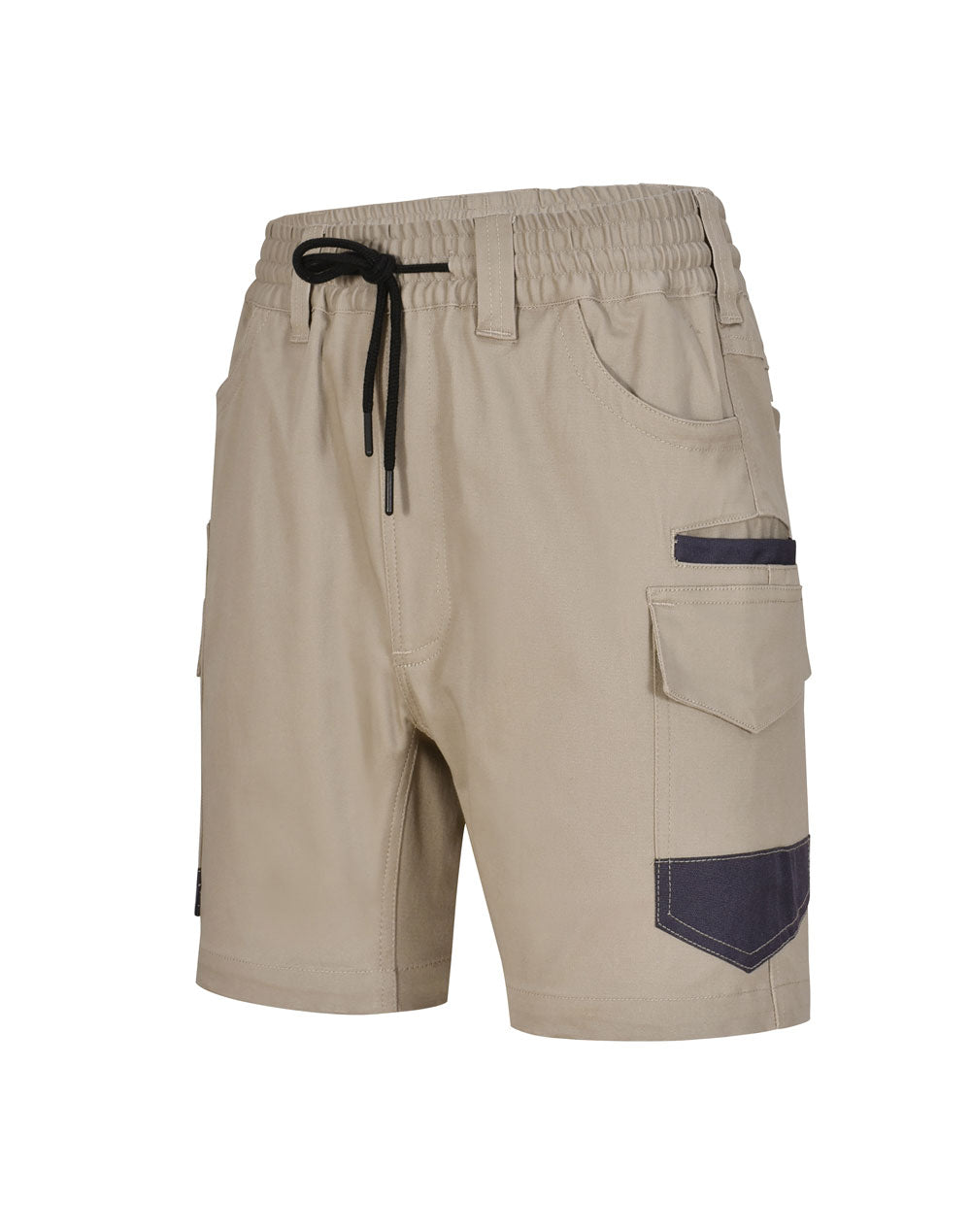 Unisex Cotton Stretch Drill Cuffed Work Shorts - Sand - Front