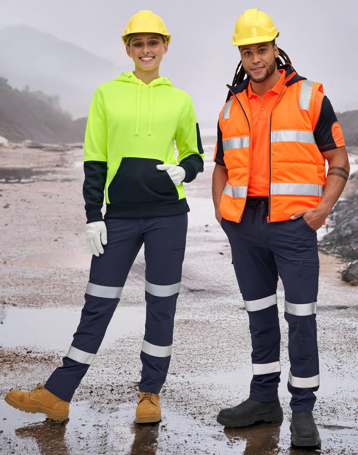 Unisex Dwr Water Repellent Flexi Work Pants with Tapes