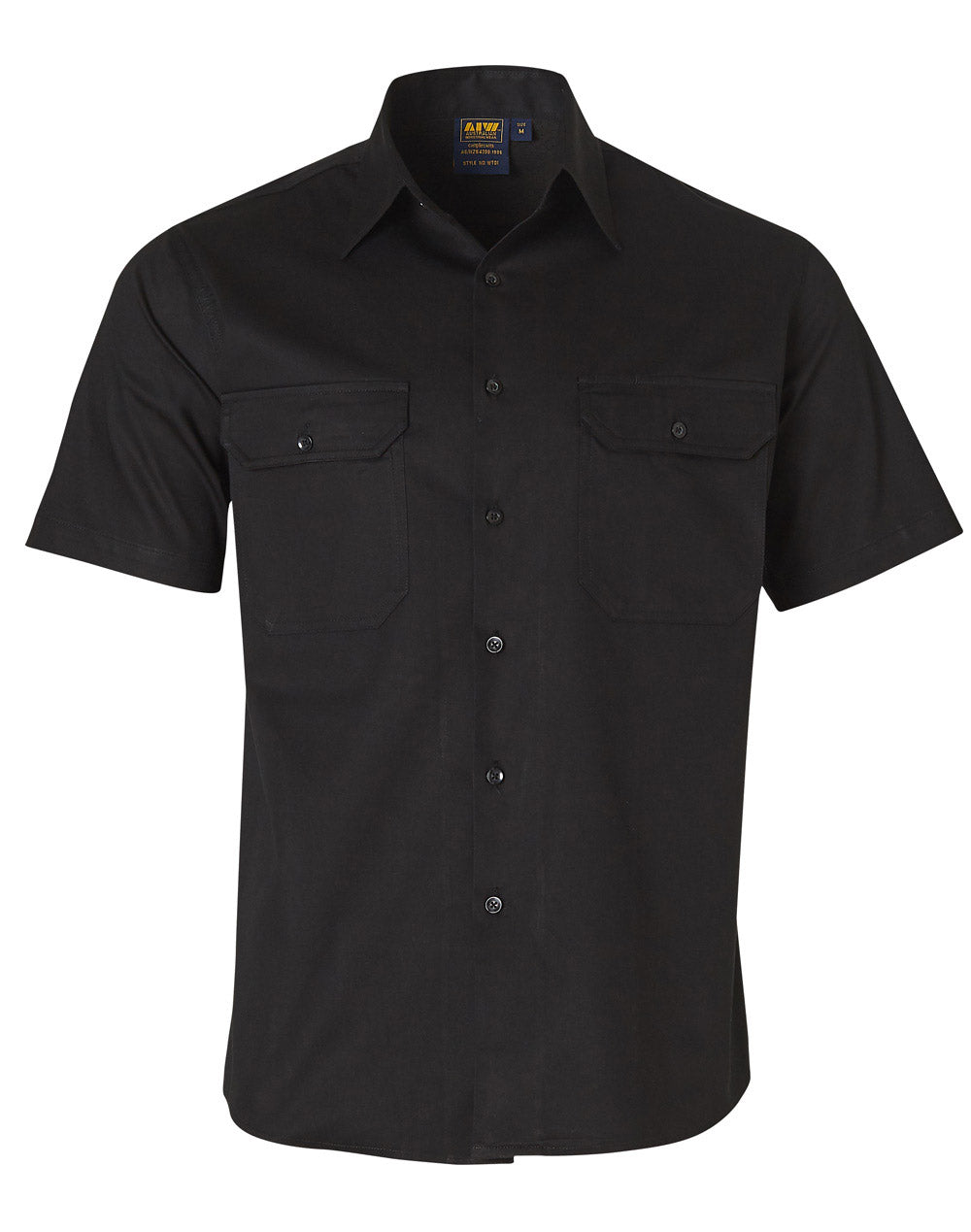 Cotton Work Shirt - Black - Front