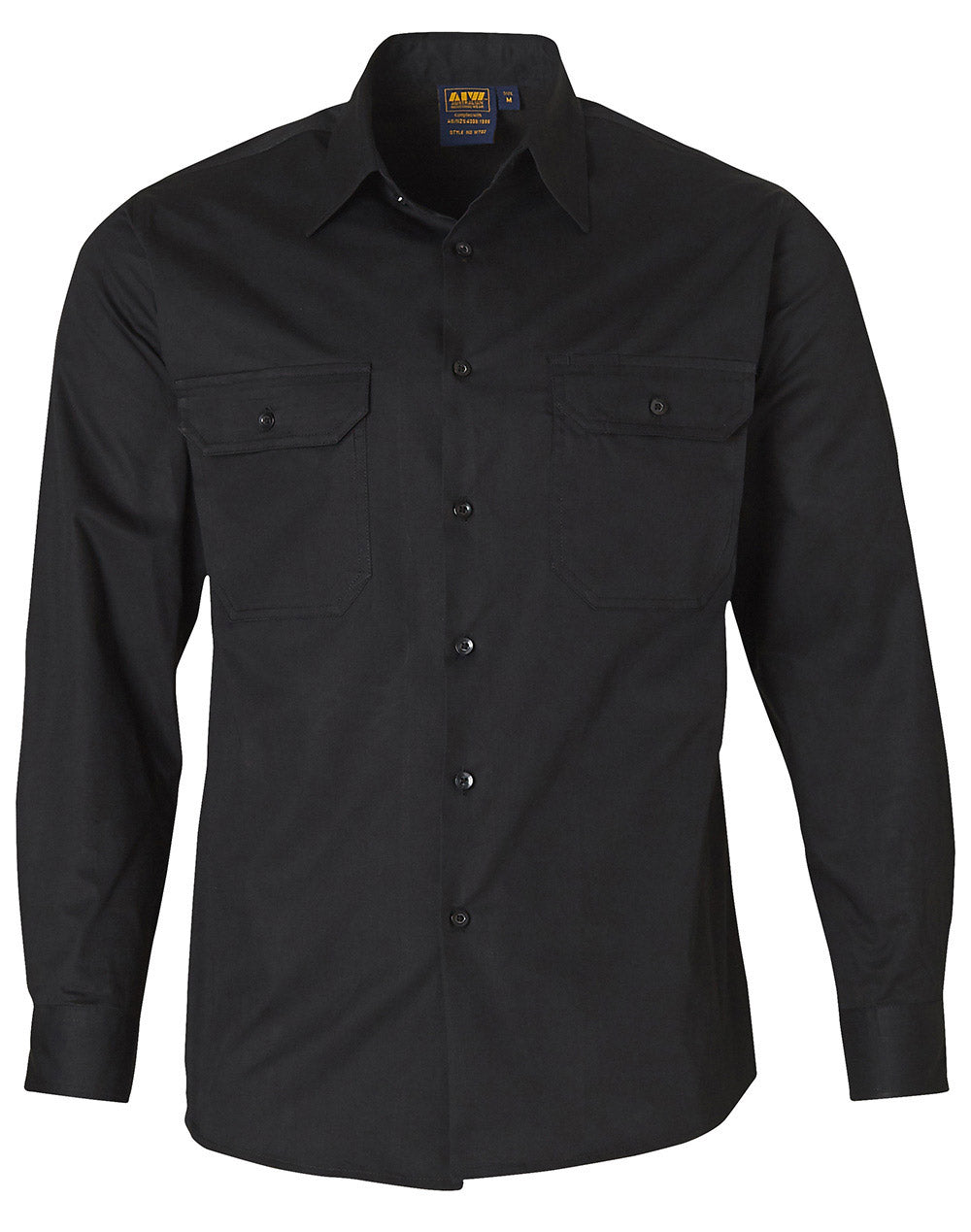 Cotton Work Shirt - Black - Front