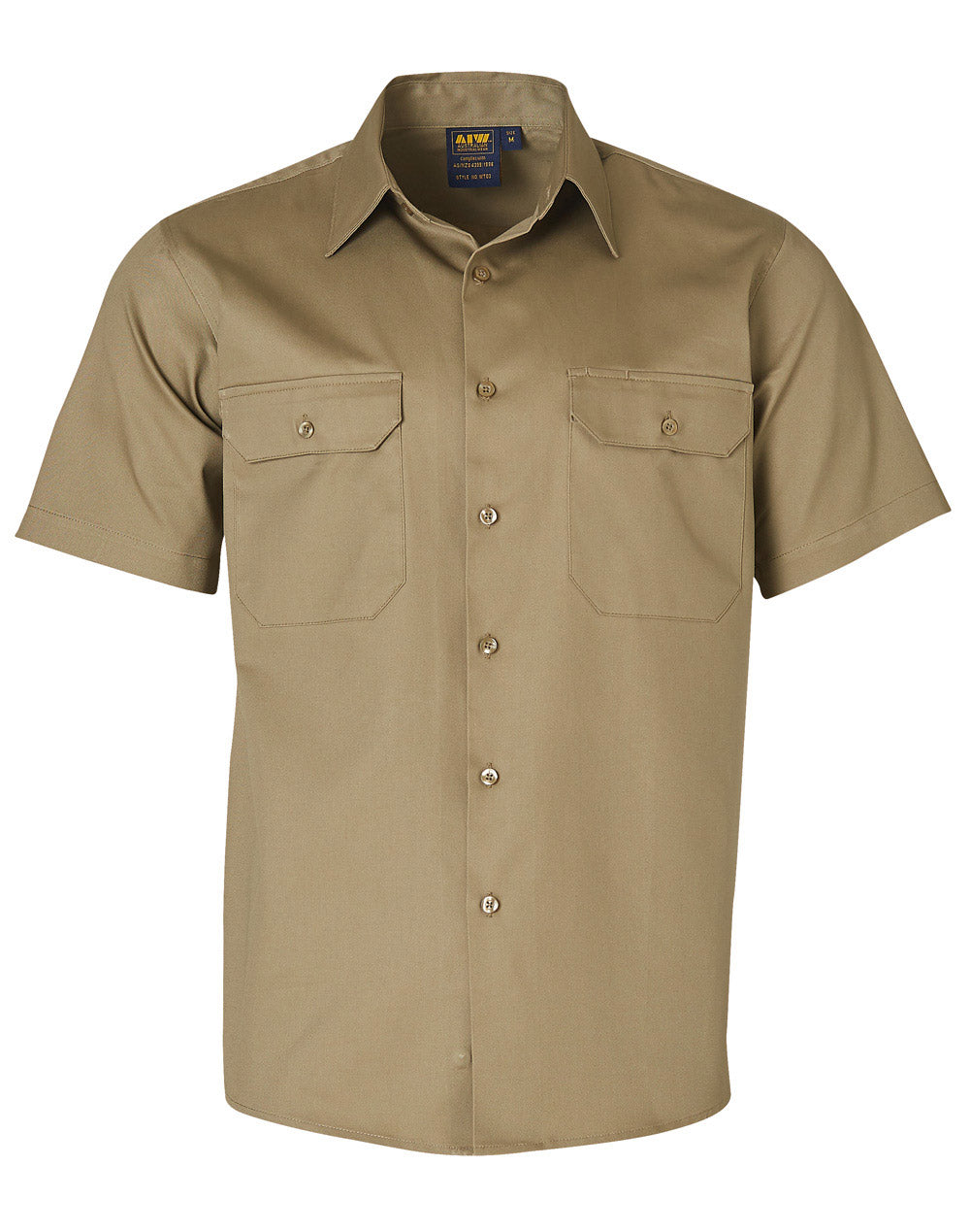 Wt03 Cotton Drill Short Sleeve Work Shirt - Khaki - Front