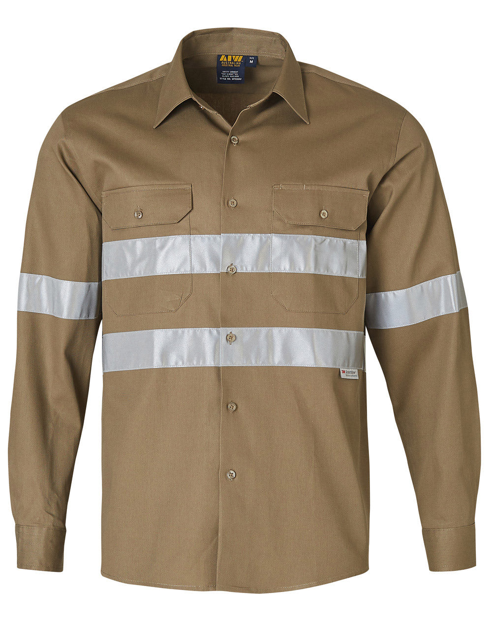 Cotton Drill Work Shirt - Khaki - Front