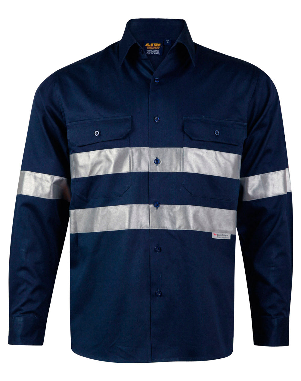 Cotton Drill Work Shirt - Navy - Front