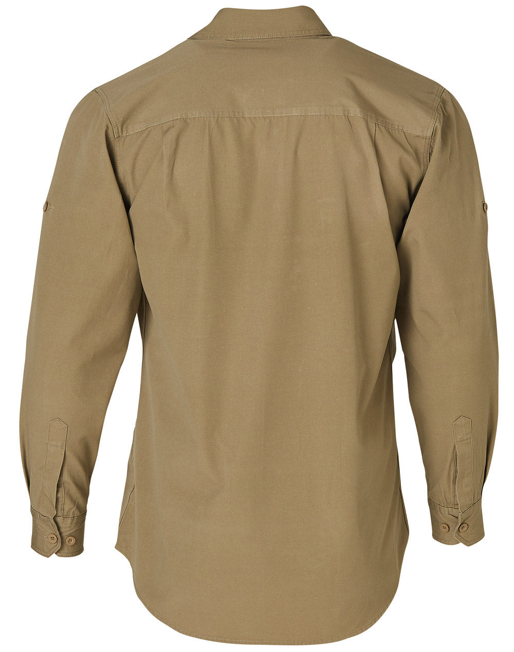 Durable Long Sleeve Work Shirt - Khaki - Back