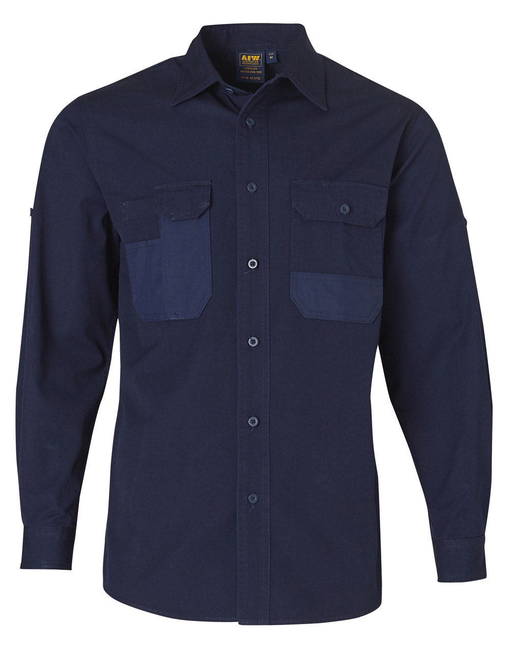 Durable Long Sleeve Work Shirt - Navy - Front