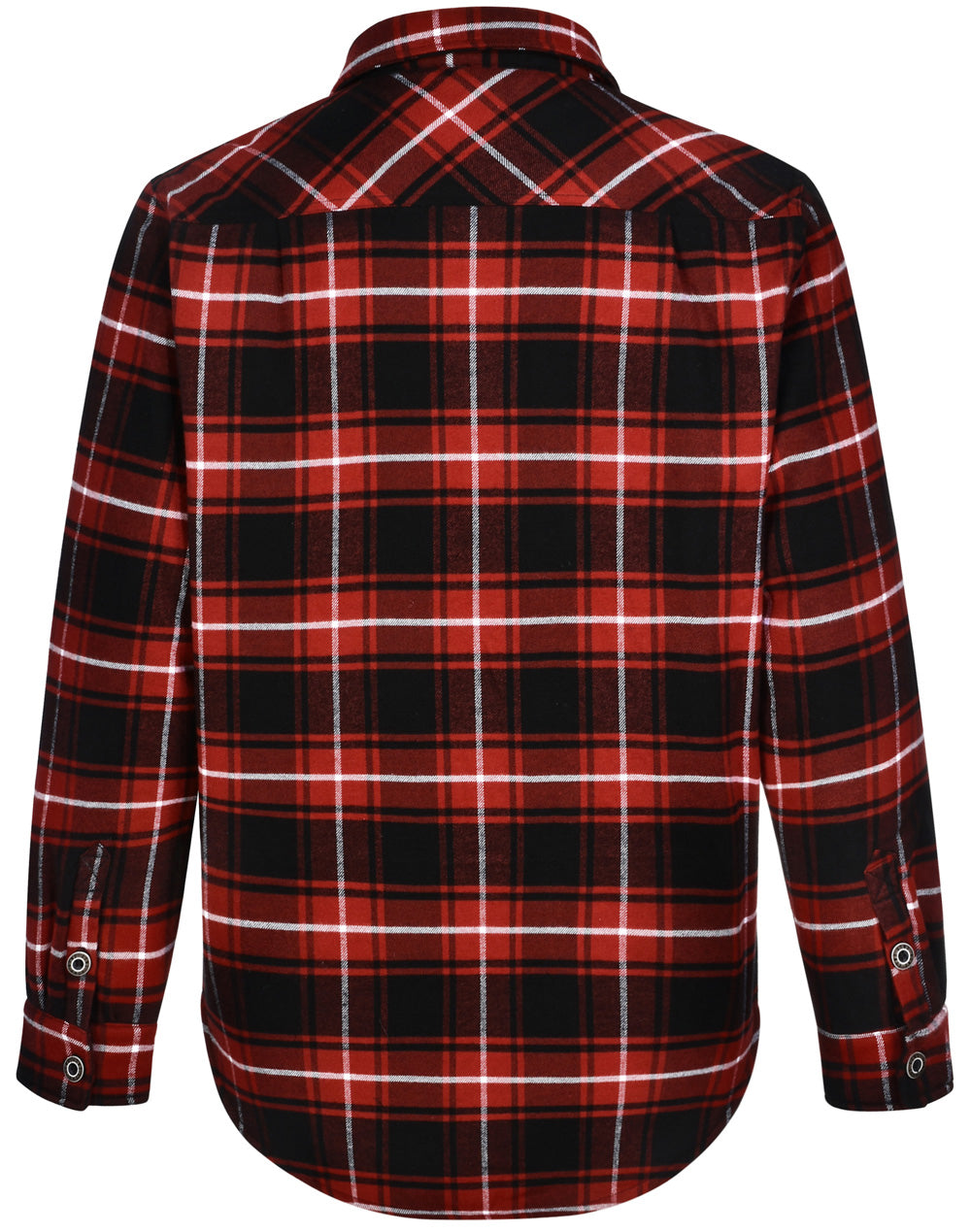 Unisex Quilted Flannel Shirt-Style Jacket - Black/Wine - Back